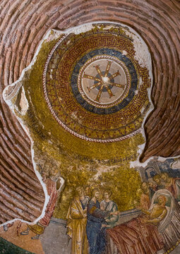 Ceiling with mosaics and paintings in the byzantine church of st. Savior in Chora, Edirnekapı, istanbul, Turkey