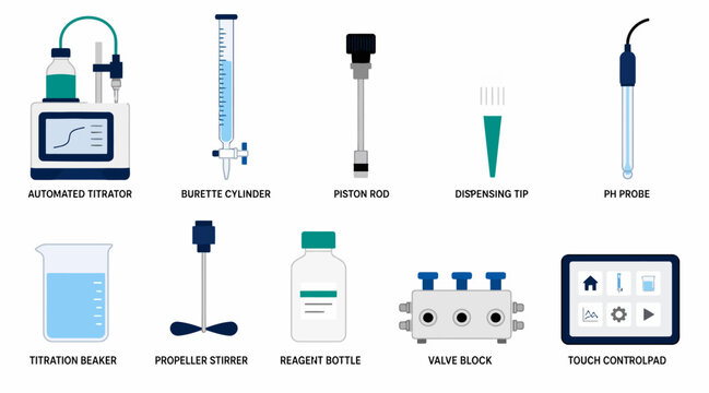 Collection of laboratory equipment and scientific tools illustration.