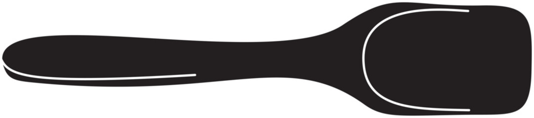 Black handle object with a curved end, reminiscent of a small shovel or scoop, isolated on a white background © IMadePalguna