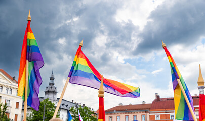 pride with rainbow flag - symbol of love and tolerance