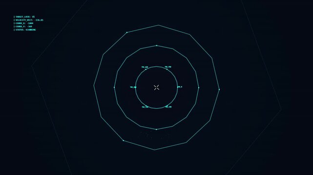 Futuristic Digital Radar HUD Interface Scanning Target Motion Graphics
