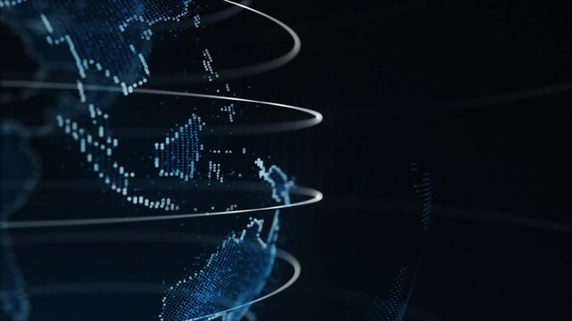 hologram globe rotating | abstract globe virtual planet Earth. Digital technology planet 4k footage