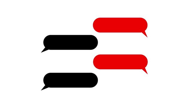 Minimalist animated chat bubbles motion red and black messaging interface communication