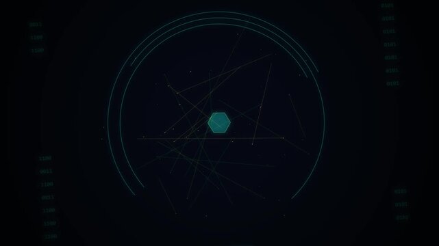 Futuristic Digital Hexagon Interface Initializing Abstract Animation