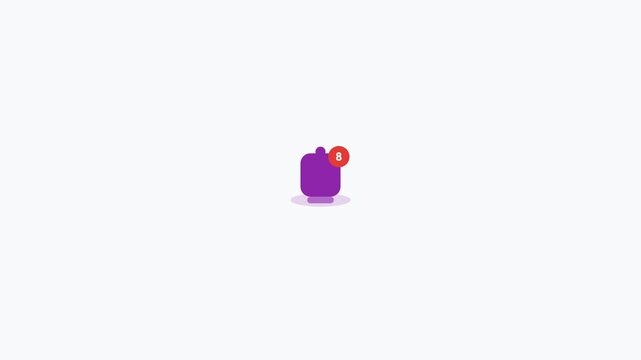 Purple Notification Bell Alert Flat Design Loop