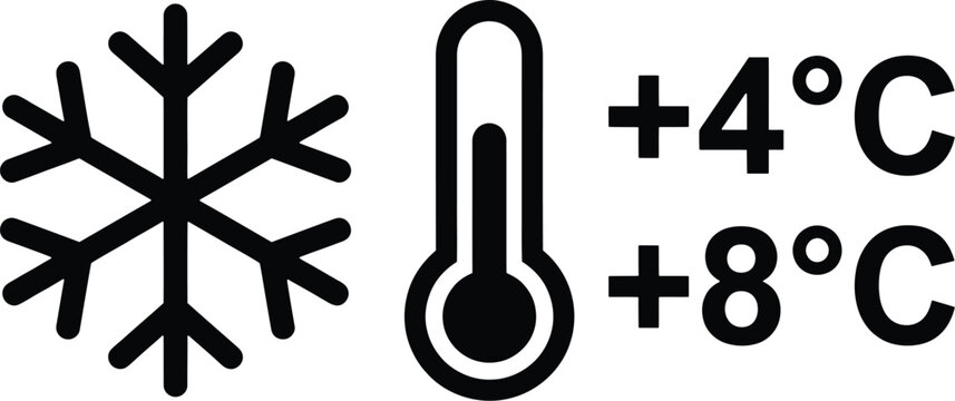 Weather temperature icons with snowflake and thermometer for weather forecast and climate change presentation