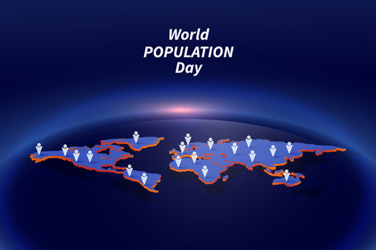 World Population Day, global population growth, earth map, demographic illustration, population awareness