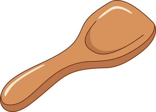 Wooden cooking spoon illustration, a classic kitchen utensil perfect for culinary use and serving food with its smooth, polished finish and ergonomic design