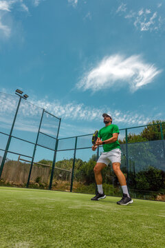 Dynamic padel action shot for fitness campaigns ads and event promotion