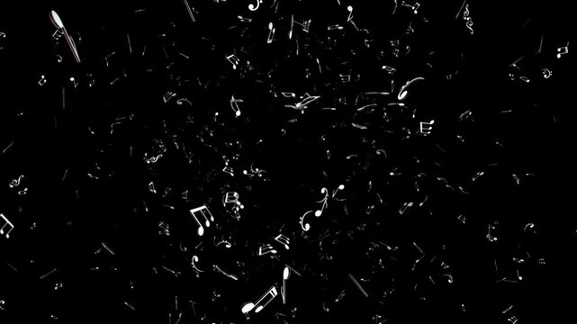 Falling Musical Notes Animation Background, on Alpha Channel, Loop
