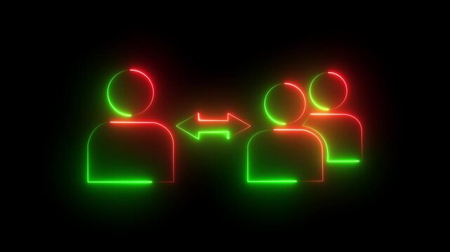3 contact icon with man icon animation on a black background. ant 4k video 