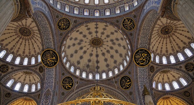 Fatih mosque dome interior in istanbul turkey