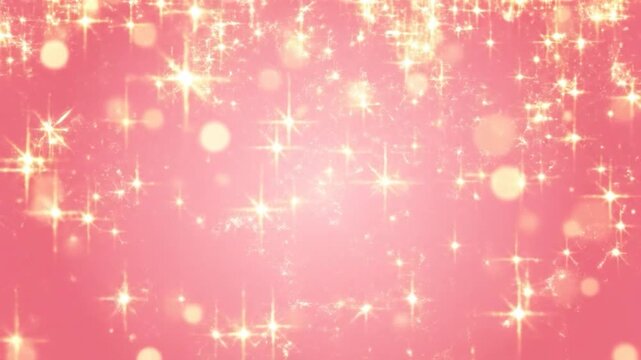Sparkling golden stars shine on a soft pink background