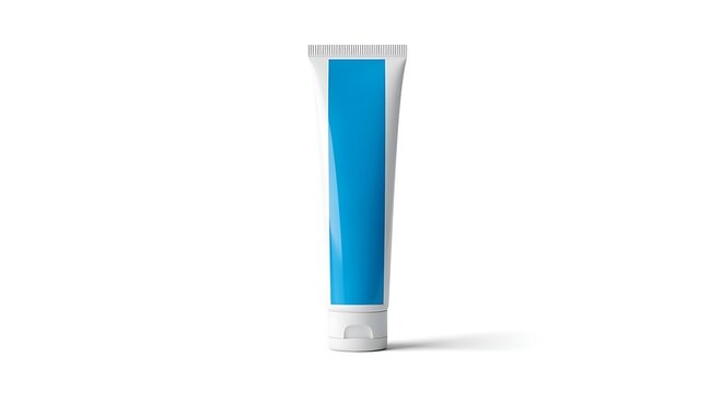 blue toothpaste tube isolated on white background