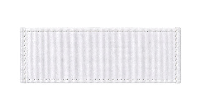 Blank white woven fabric label isolated on transparent background