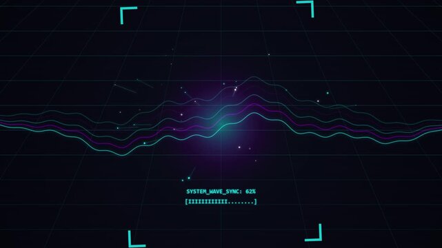 Digital wave synchronization loading on a futuristic technology interface