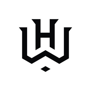 Minimalist letter hw monogram logo design with monogram typography branding