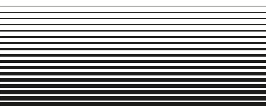 Half tone line pattern. Faded halftone black lines. Fading gradient background. Horizontal abstract geometric texture with parallel stripes. Gradient pattern. Vector illustration on white