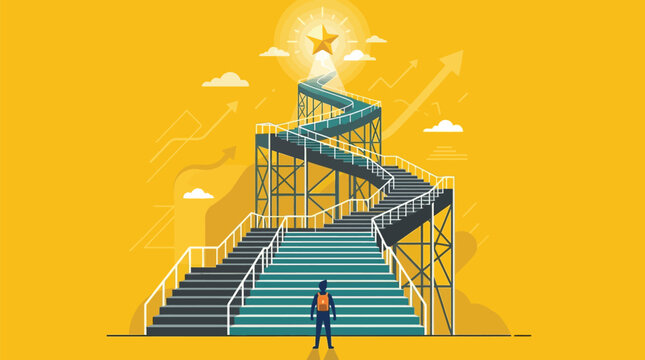 Businessman standing on top of an hourglass vector illustration representing business time management and corporate deadlines