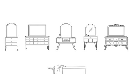 Fototapeta premium Flat illustrations of modern furniture set with different styles Vector