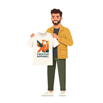 Ultra Flat Proud Apparel Designer Character T-Shirt Vector