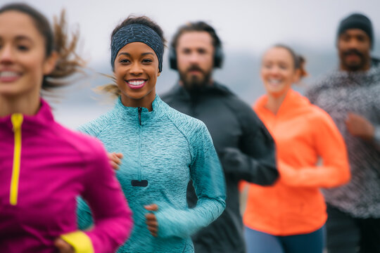  Momento din&aacute;mico de fitness grupal que resalta la energ&iacute;a, la motivaci&oacute;n y el ejercicio compartido al aire libre en un entorno social vibrante.