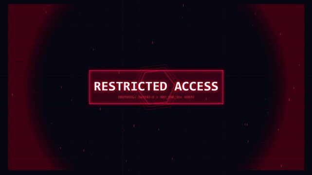 System lockdown and restricted access alert warning on digital display