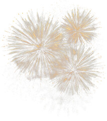 Obraz premium Golden fireworks burst with sparkling particles isolated on transparent background PNG