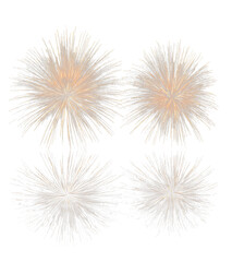 Obraz premium Golden fireworks burst with luminous particles transparent background