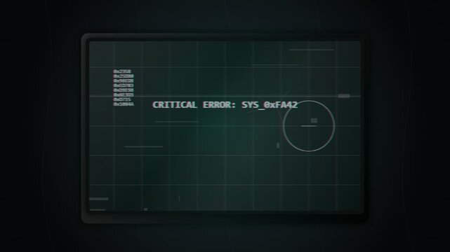 Digital Screen Displaying Critical System Error and Code Glitch Animation