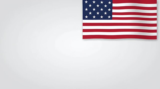 Minimal American Flag Corner Decoration Vector Animation - This video showcases a simple, minimalist vector animation of the American flag positioned in the corner of the screen.