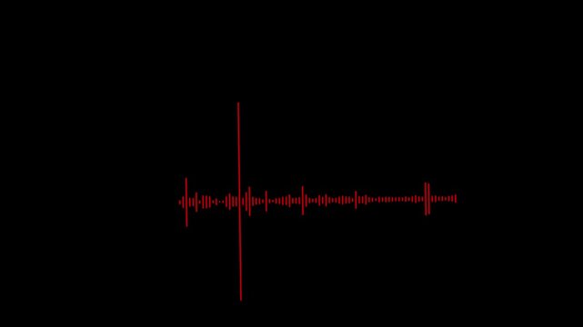 Sound wave animation isolated on black background. Audio waveform with frequency animated lines. Abstract sound wave background. Digital interface element. Seamless l