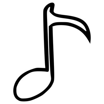 quaver or Eighth note illustration hand drawn outline vector