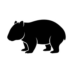 Fototapeta premium Black silhouette wombat vector icon, animal symbol, wildlife illustration, mammal graphic isolated on White Background Silhouette