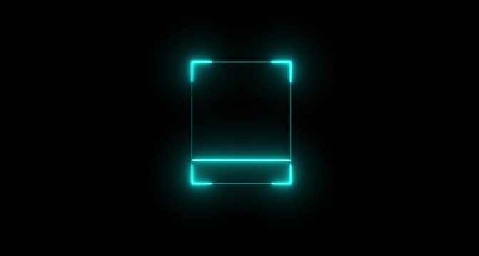 Neon cyan Glowing scanner icon animation isolated scanner neon shine icon animation.fingerprint biometric scanning animation. Biometric scanning animation showing neon fingerprint animation 4k video
