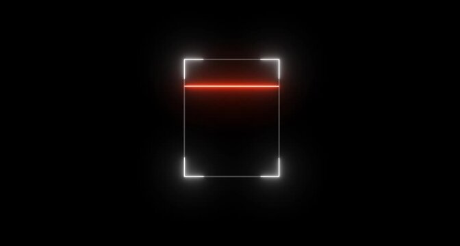 Neon white Glowing scanner animation isolated scanner neon shine icon animation.fingerprint biometric scanning animation. Biometric scanning animation showing neon fingerprint animation 4k video