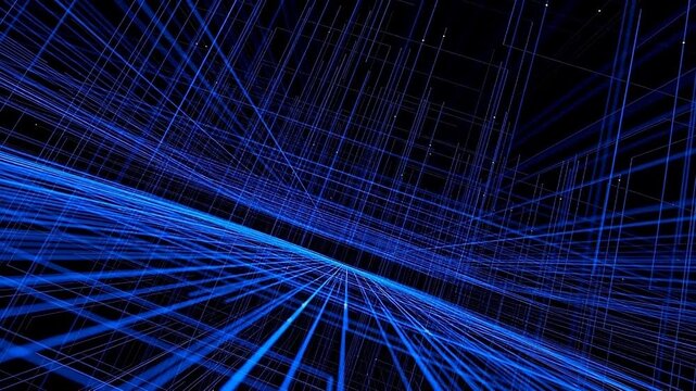 Blue geometric lines in dark space