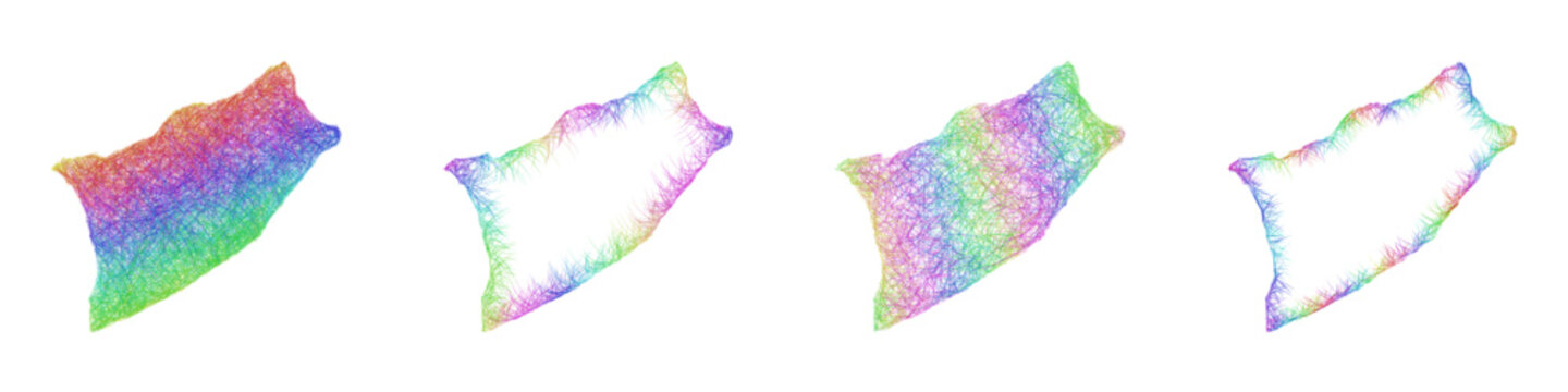Rainbow sketch Rize map design set