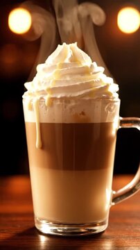 Detailed Close Up Of White Chocolate Mocha In A Ceramic Cup With Sweet Creamy Foam And White Chocolate Drizzle Indulgent Coffee Drink