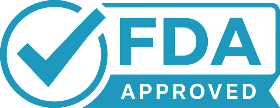 Fda approved and certified blue logo badge