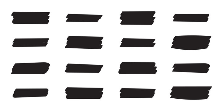 Highlight marker lines. Marker black strokes. Hand drawn marker strokes. Underline brush or pen line for text, scribble permanent markers neoteric vector elements. Eps10.