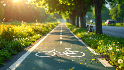 Naklejka premium Sunny Cycling Path