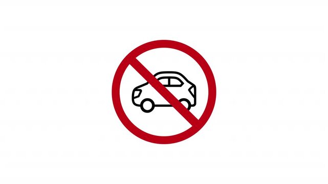 No vehicles allowed sign on the street. No Car parking with red border Warning attention sign on transparent background. Warning road sign with forbidding parking symbol in 4K with Alpha Channel