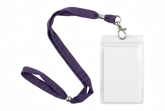 Purple Lanyard with Clear ID Badge Holder and Blank White Card