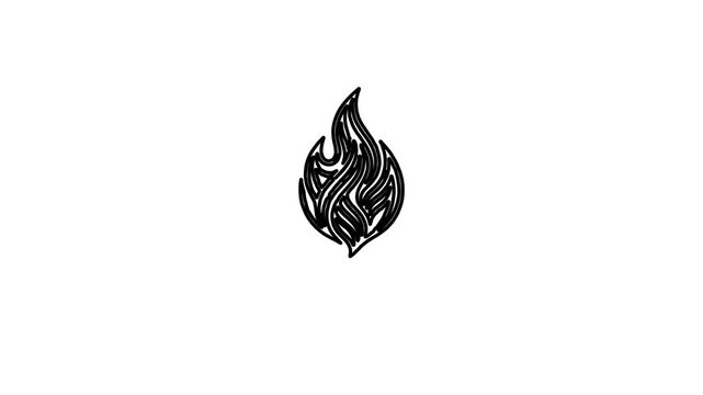 Black flame logo burns brightly on white background