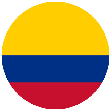 Vibrant Colombia Flag Button PNG representing the national flag of Colombia.