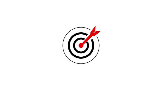 Business goal achievement and strategic target success concept with glowing target icon and arrow in, representing precision planning, KPI performance, leadership strategy, successful business.