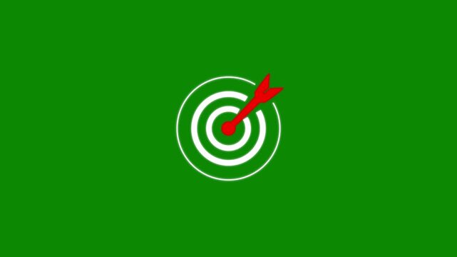 Business goal achievement and strategic target success concept with glowing target icon and arrow in, representing precision planning, KPI performance, leadership strategy, successful business.