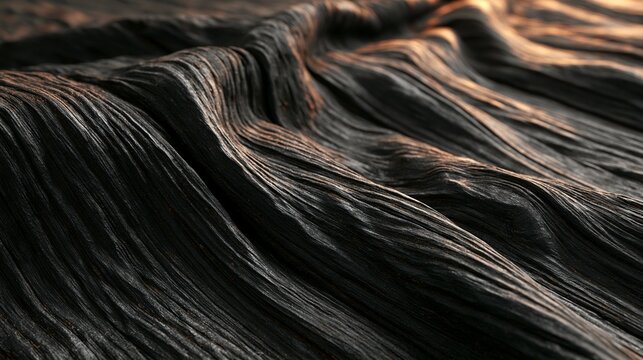 Folded and draped yakisugi burnt wood texture background