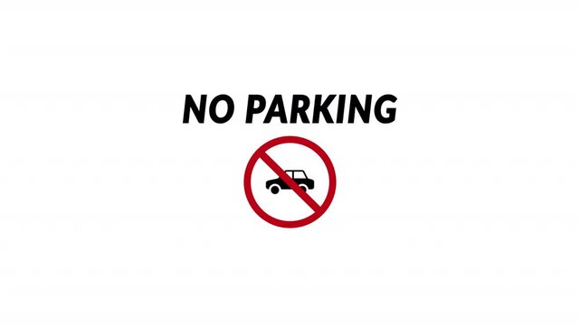 No vehicles allowed sign on the street. No Car parking with red border Warning attention sign on transparent background. Warning road sign with forbidding parking symbol in 4K with Alpha Channel